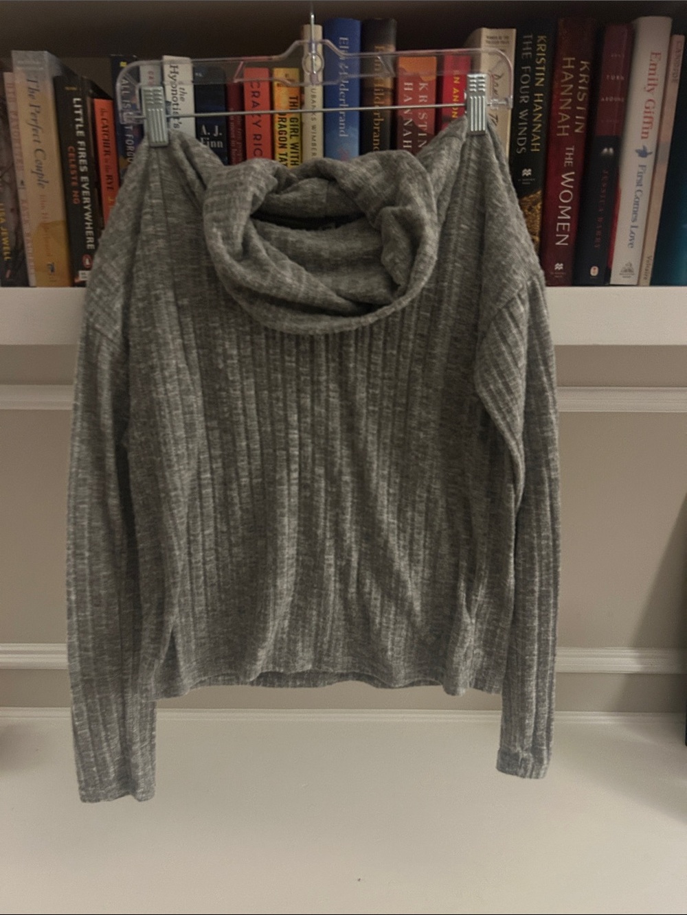 BP Cozy Ribbed Cowl Neck Sweater - Gray